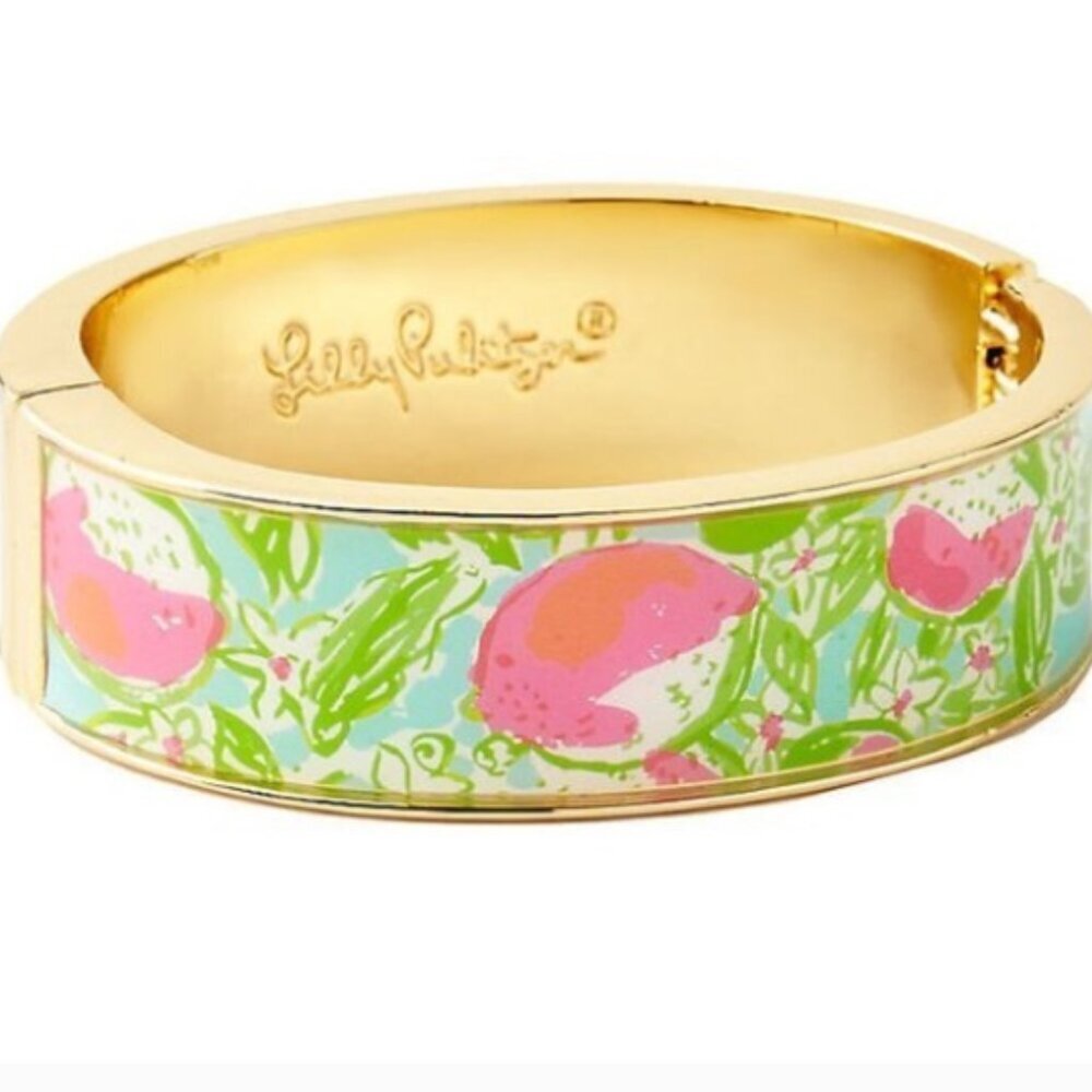 Lilly Pulitzer Boca bangle in print Pool Blue Pink Lemonade NWT